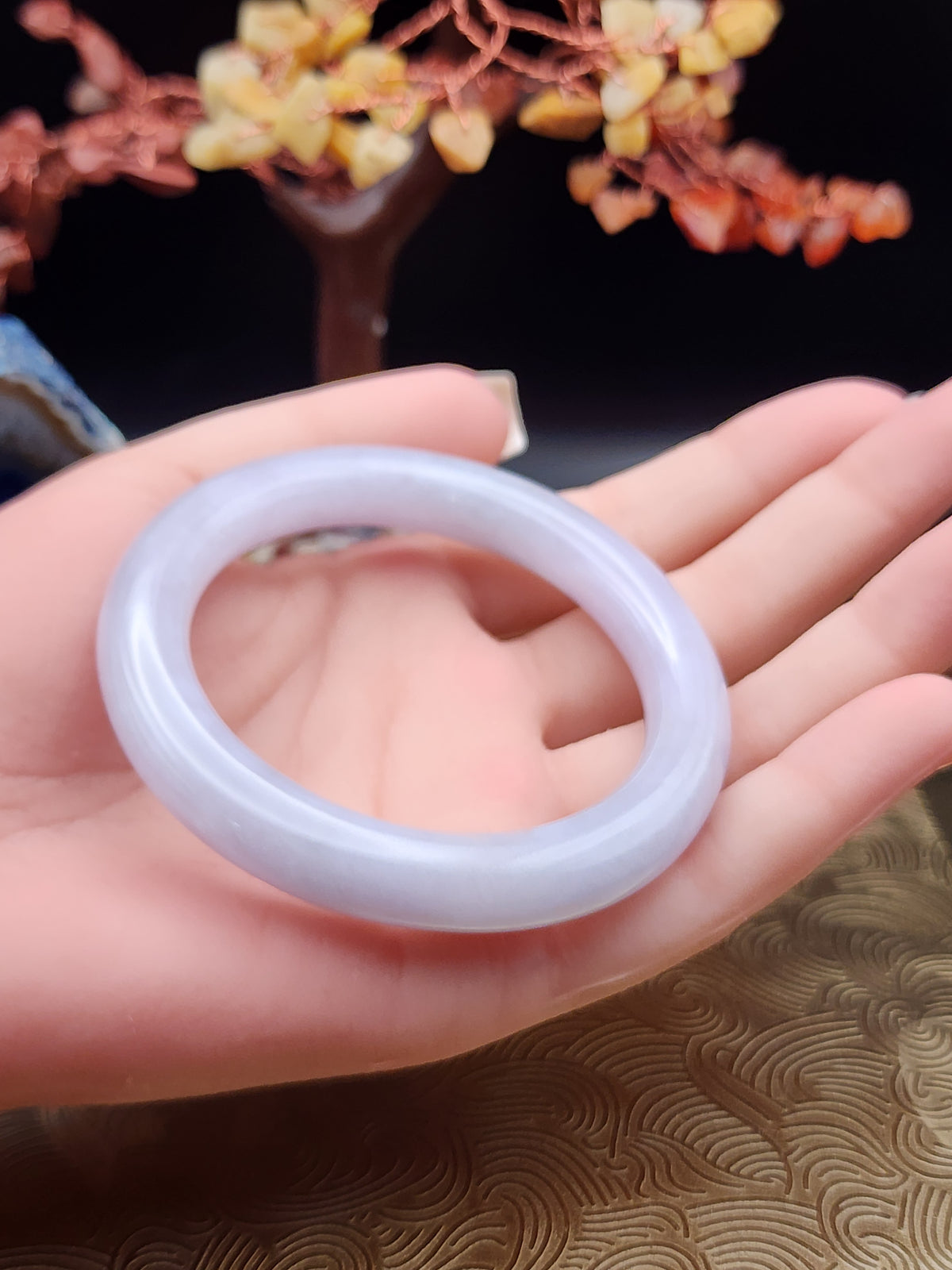 Jadeite Jade Icy Lavender Bangle - 54mm (Type A Untreated)