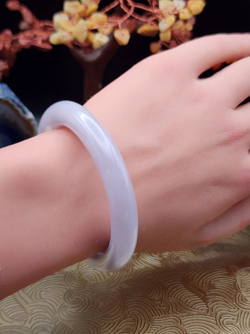 Jadeite Jade Icy Lavender Bangle - 54mm (Type A Untreated)