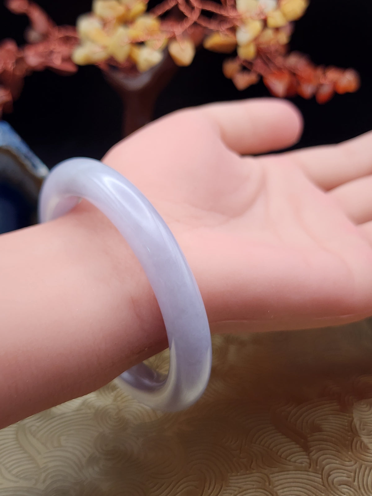 Jadeite Jade Icy Lavender Bangle - 54mm (Type A Untreated)