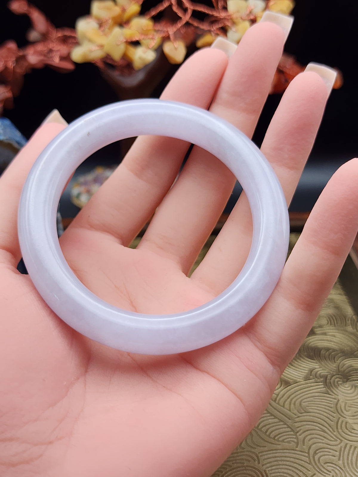 Jadeite Jade Icy Lavender Bangle - 54mm (Type A Untreated)