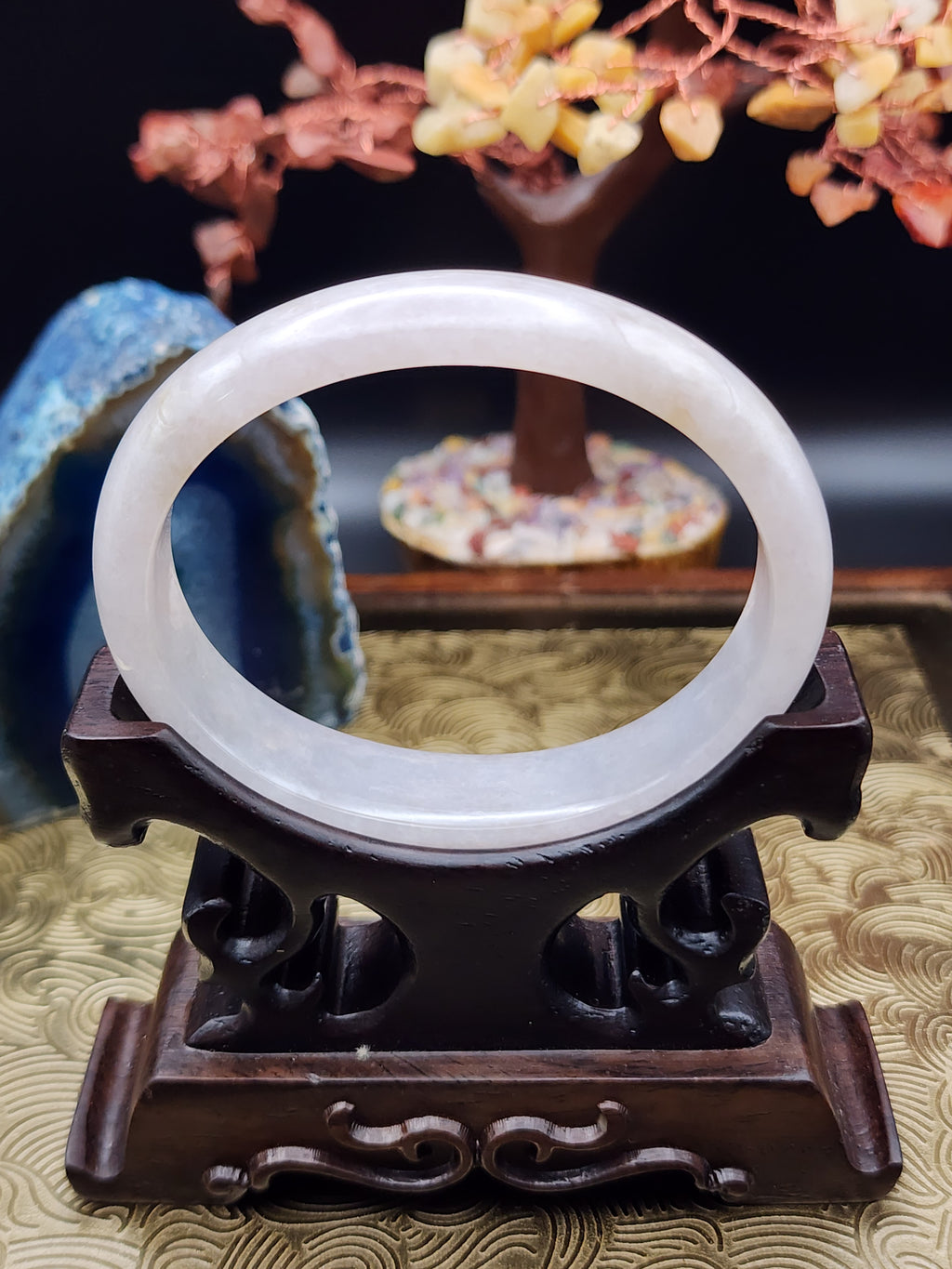 Jadeite Jade Icy Lavender Oval Bangle - 59.5 × 50.7mm (Type A Untreated)