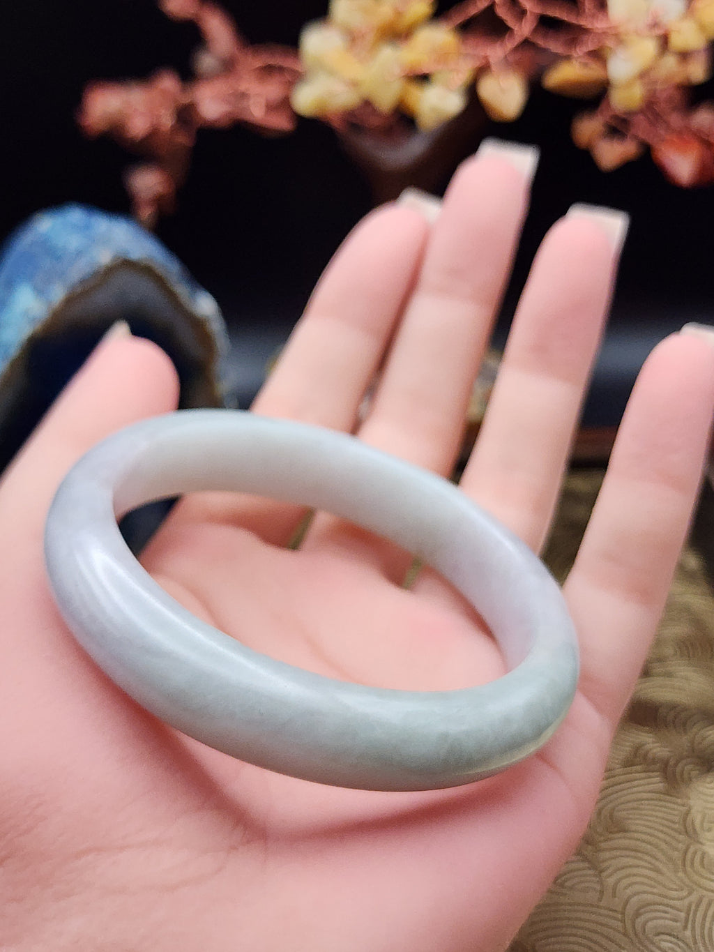 Jadeite Jade Icy Lavender Bangle - 57.5mm (Type A Untreated)