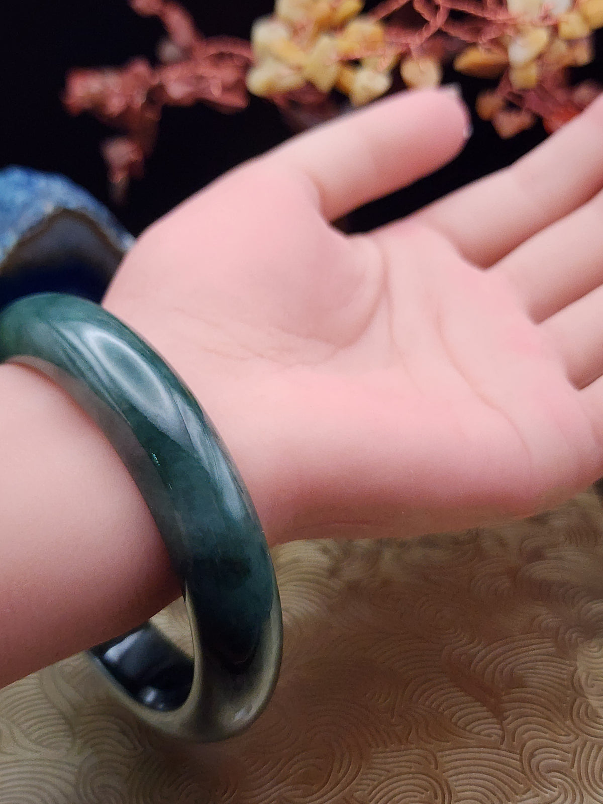 Jadeite Jade Deep Forest Green Bangle - 62mm (Type A Untreated)