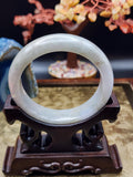 Jadeite Jade Icy White with Soft Green Bangle - 55mm (Type A Untreated)