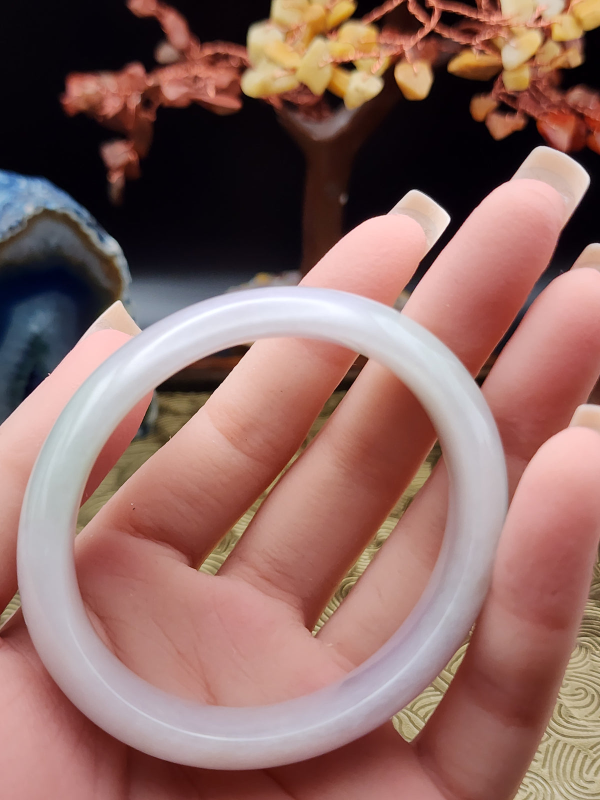 Jadeite Jade Soft Lavender Oval Bangle - 55.5 x 49.2mm (Type A Untreated)