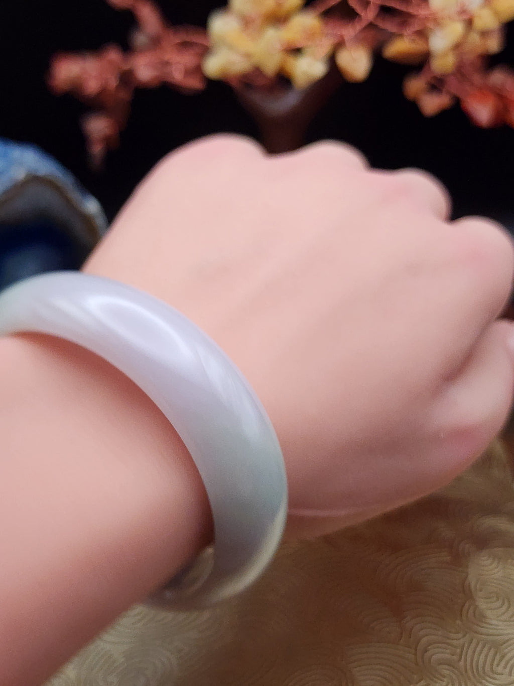 Jadeite Jade Soft Lavender Oval Bangle - 55.5 x 49.2mm (Type A Untreated)