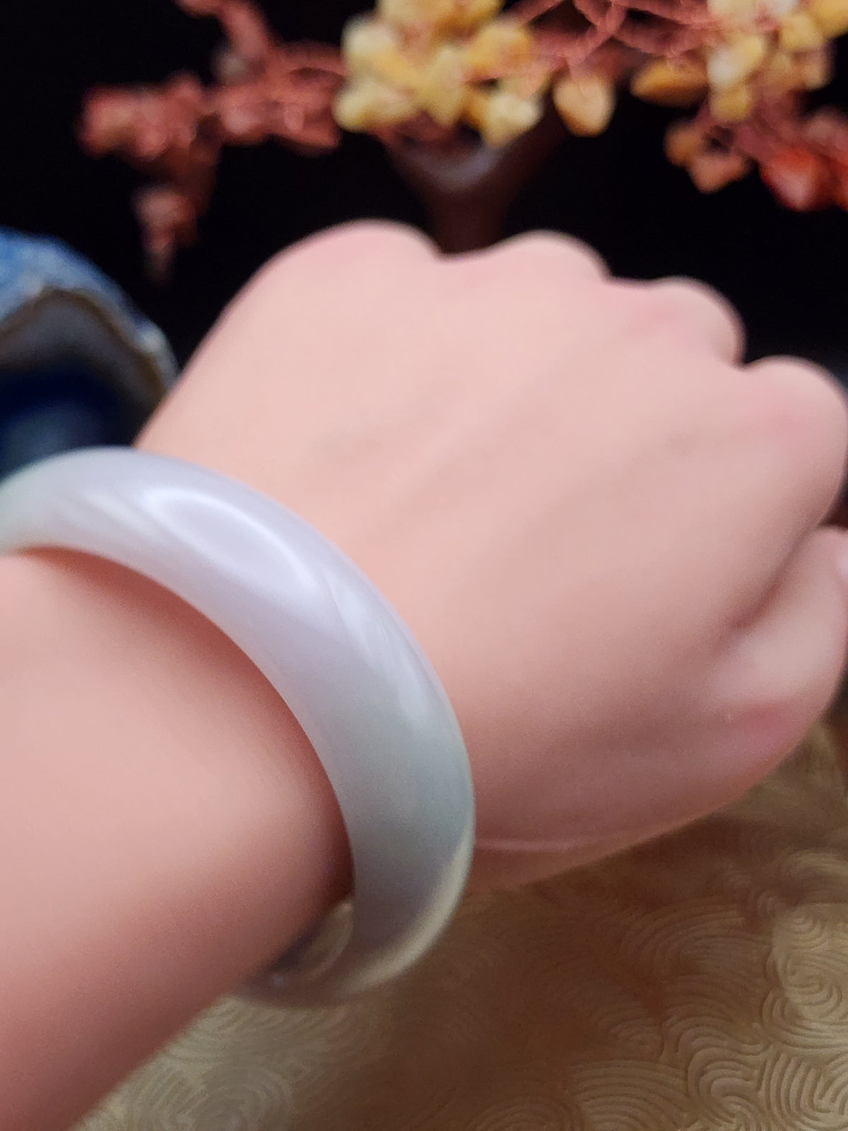 Jadeite Jade Soft Lavender Oval Bangle - 55.5 x 49.2mm (Type A Untreated)
