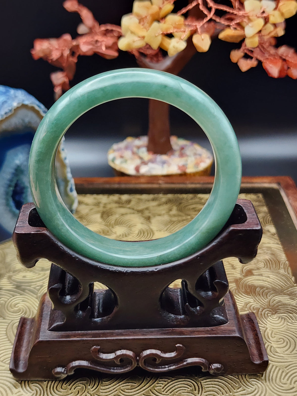 Jadeite Jade Rich Green Bangle - 53.6mm (Type A Untreated)