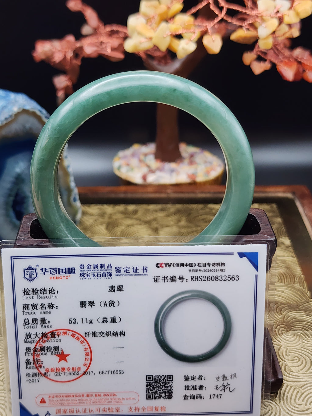 Jadeite Jade Rich Green Bangle - 53.6mm (Type A Untreated)