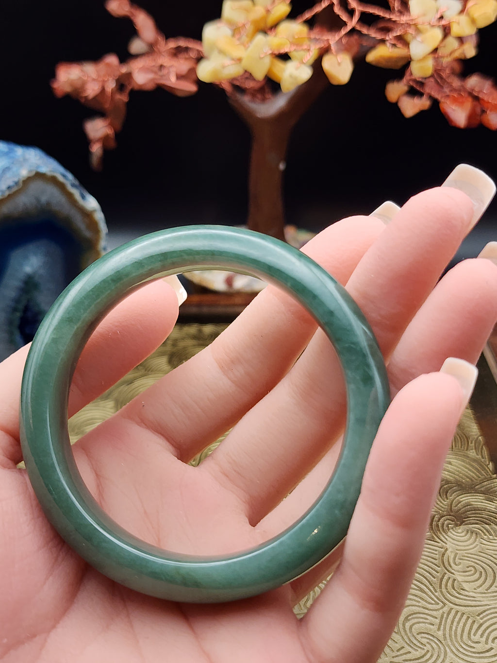 Jadeite Jade Rich Green Bangle - 53.6mm (Type A Untreated)