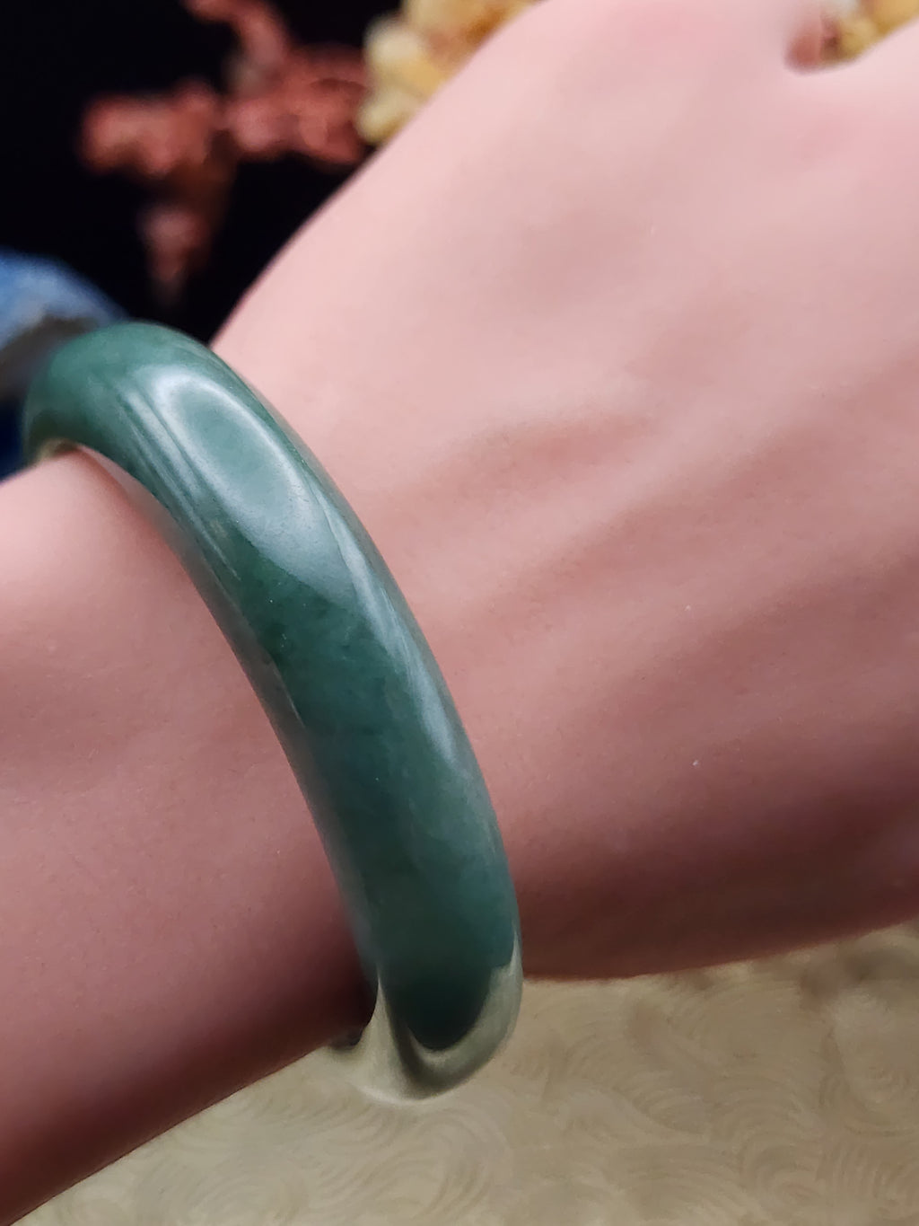 Jadeite Jade Rich Green Bangle - 53.6mm (Type A Untreated)