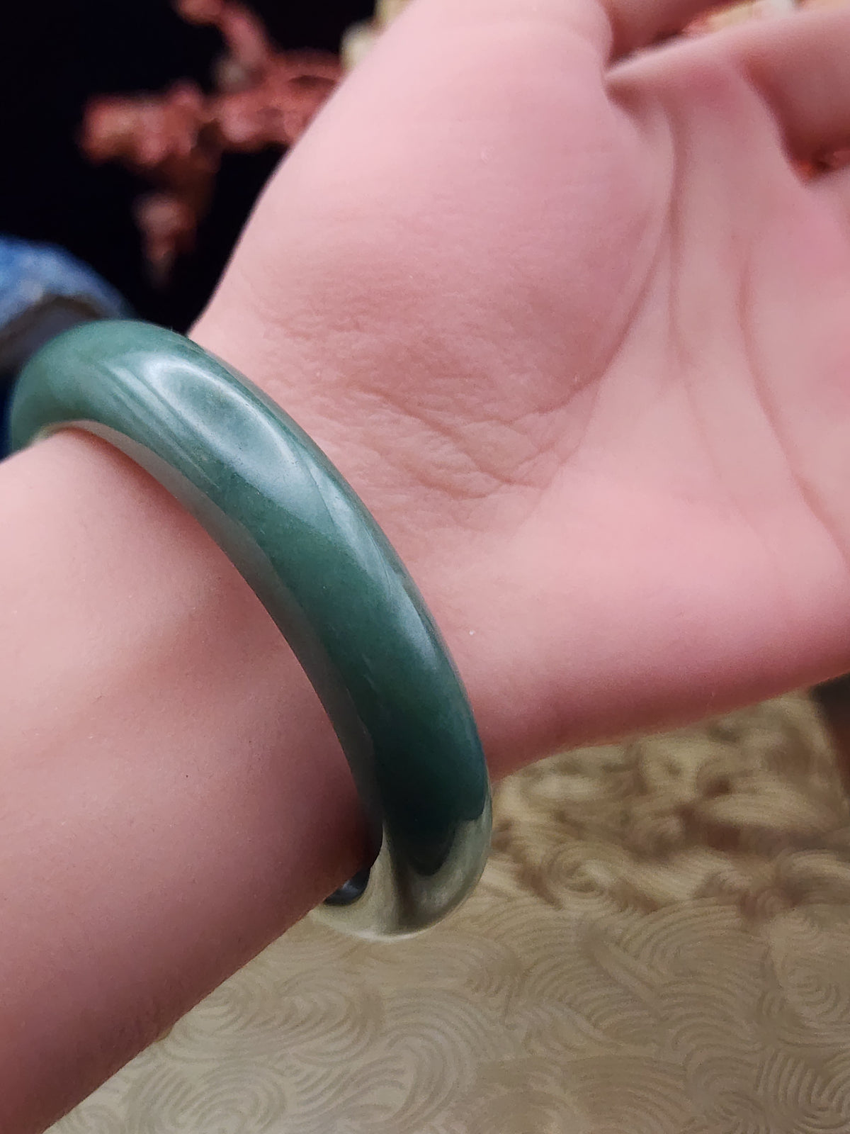 Jadeite Jade Rich Green Bangle - 53.6mm (Type A Untreated)