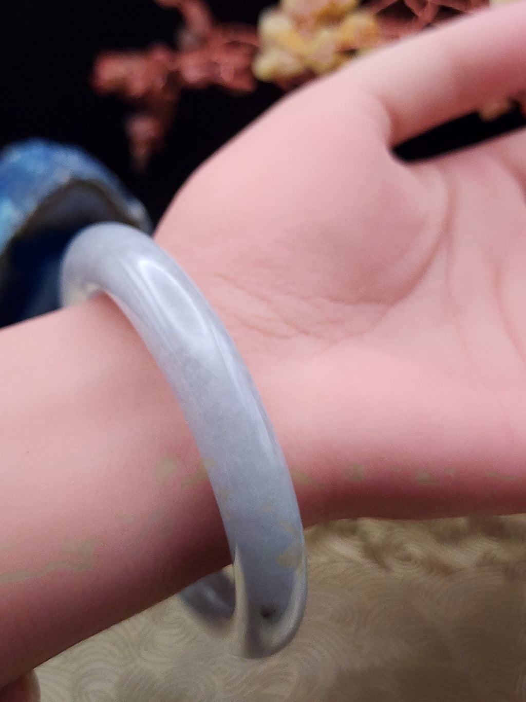 Jadeite Jade Soft Icy Blue-Gray Bangle - 55.4mm (Type A Untreated)