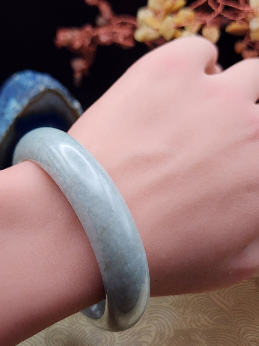 Jadeite Jade Pale Icy Blue-Green Bangle – 58.4mm (Type A Untreated)