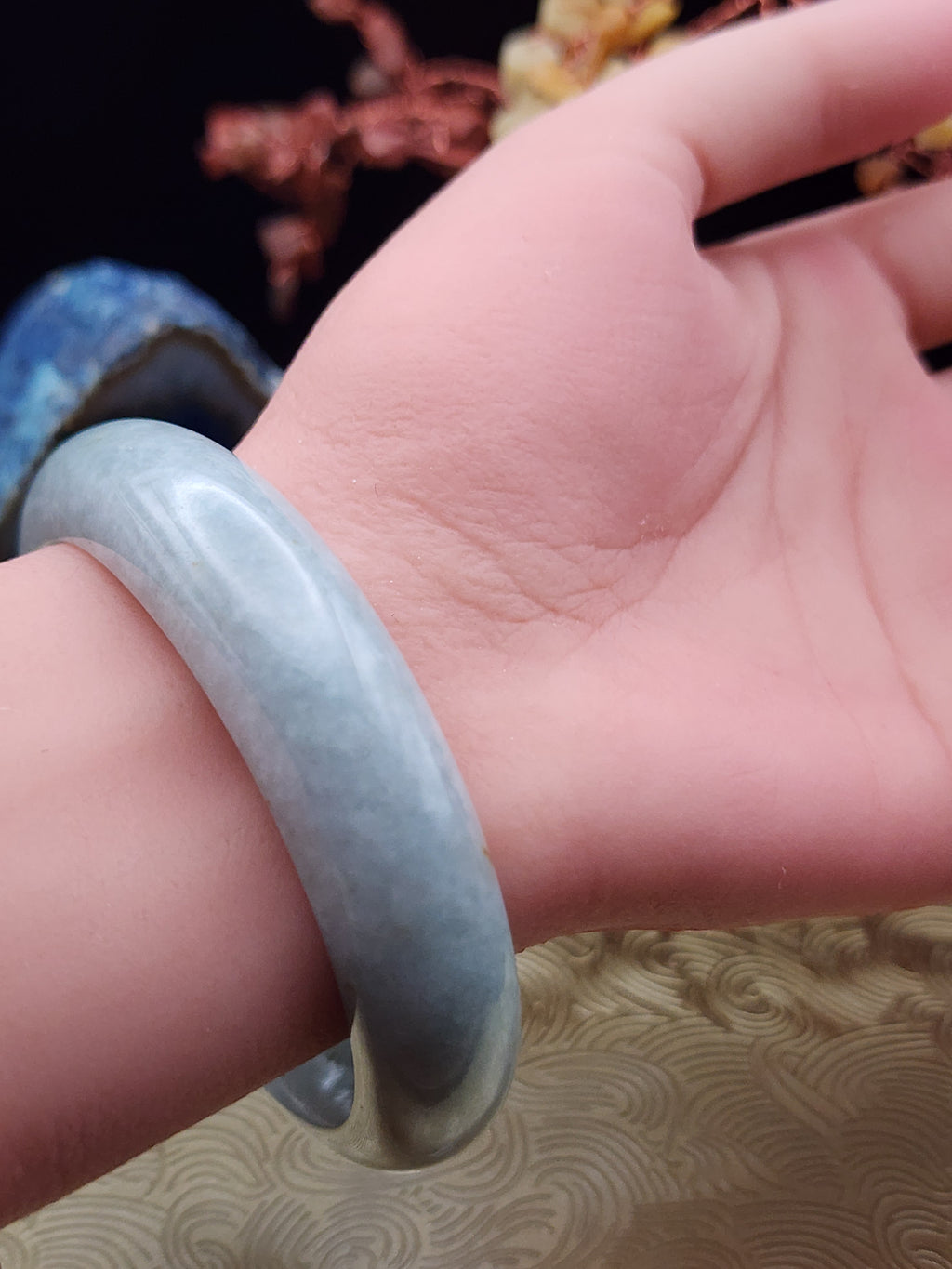 Jadeite Jade Pale Icy Blue-Green Bangle – 58.4mm (Type A Untreated)