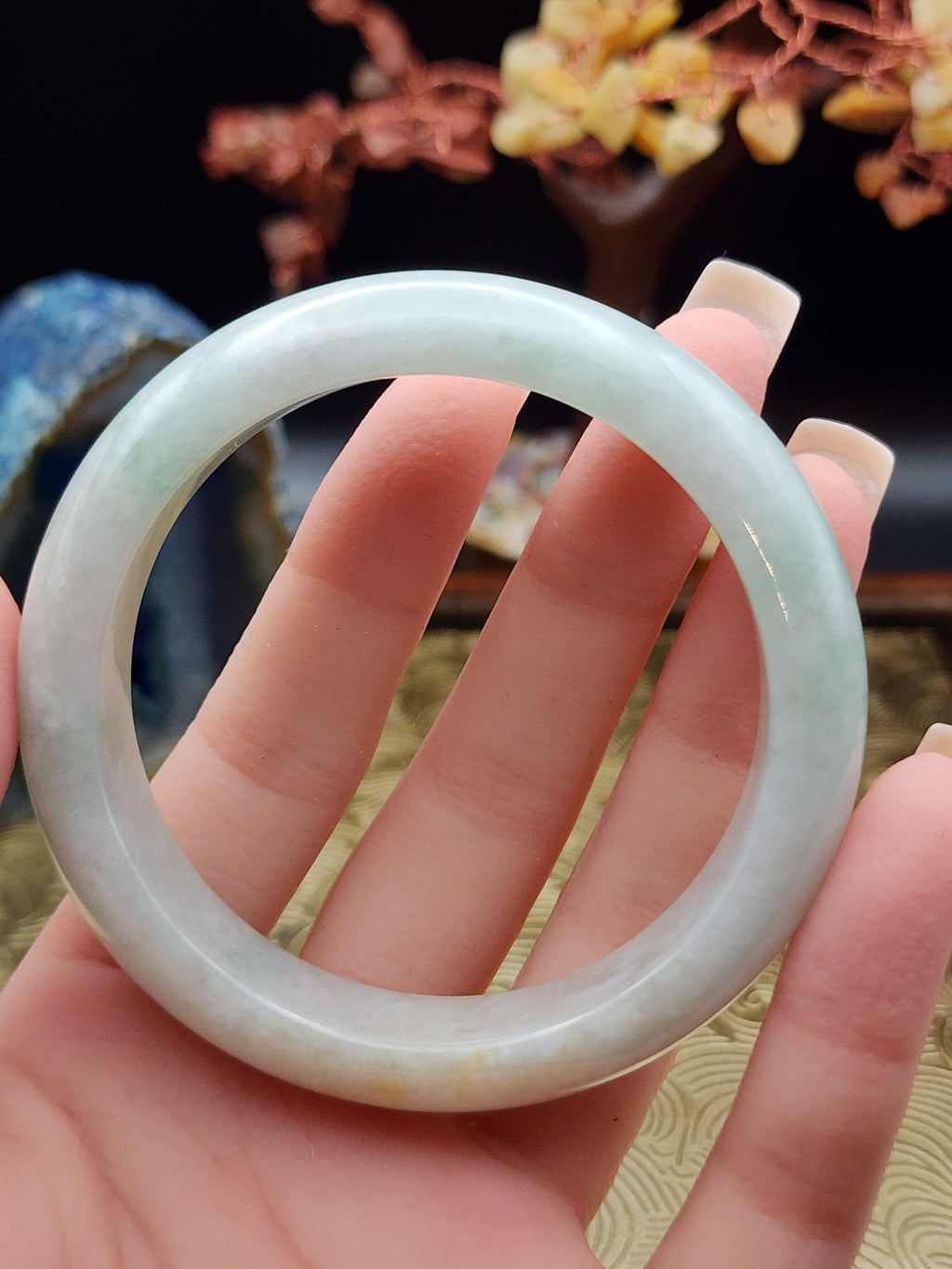 Jadeite Jade Pale Green Bangle - 55.7mm (Type A Untreated)