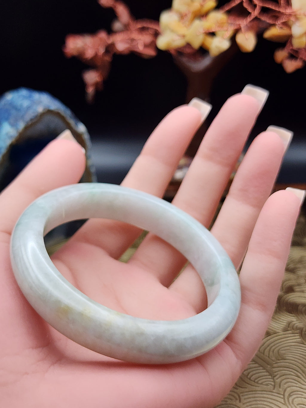 Jadeite Jade Pale Green Bangle - 55.7mm (Type A Untreated)