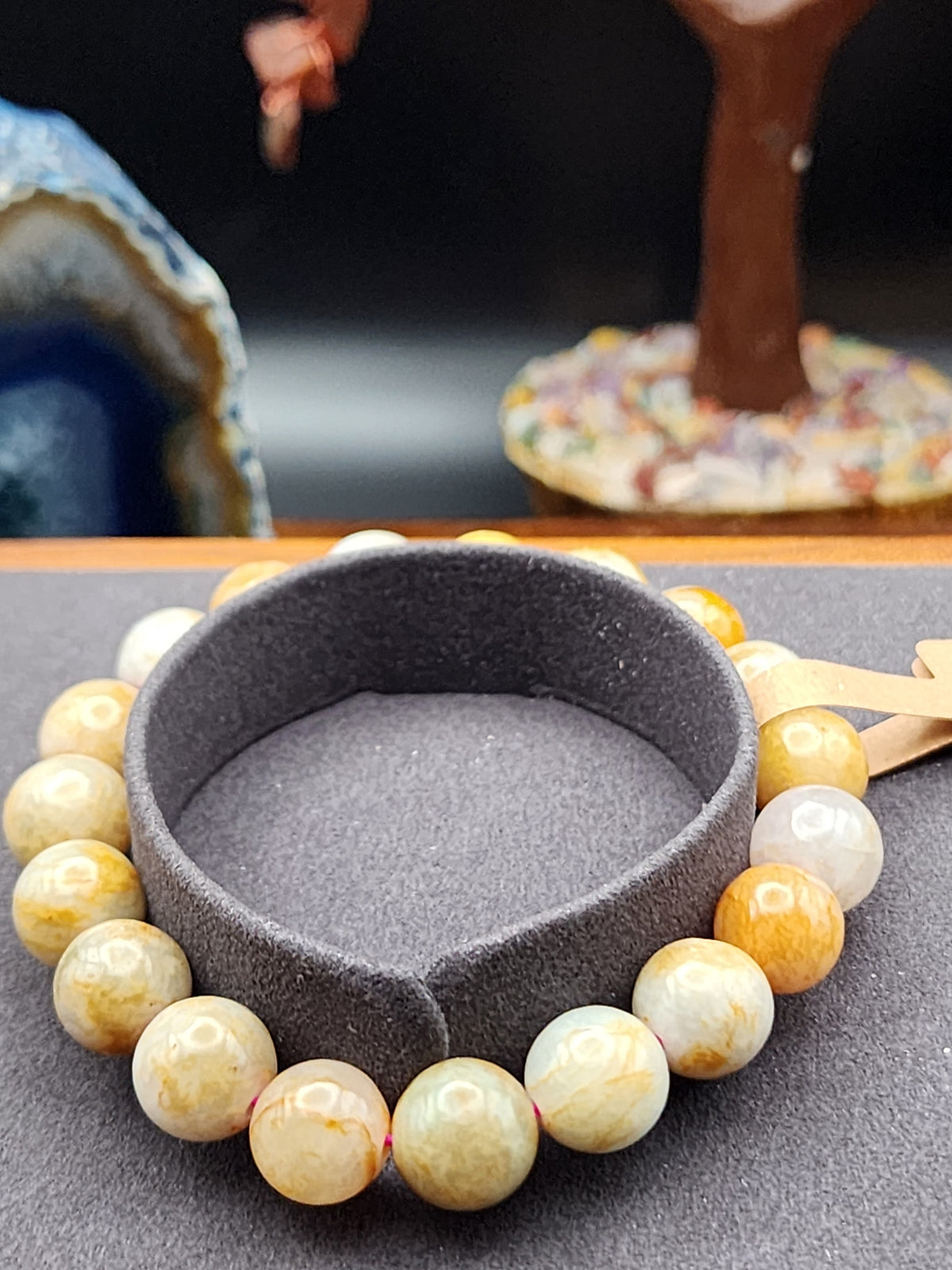 Natural Jadeite Jade Bead Bracelet - 6.3" - Certified
