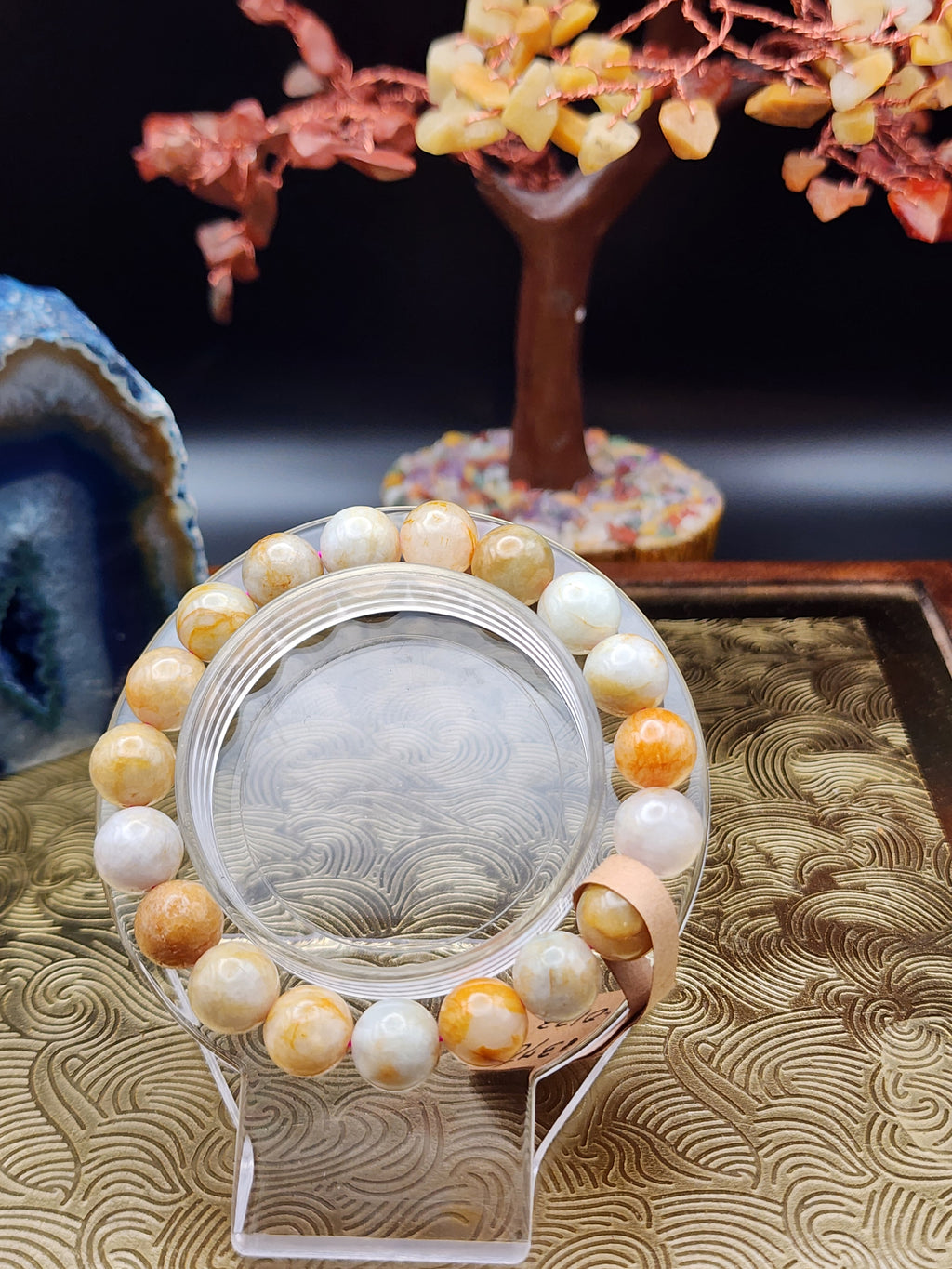 Natural Jadeite Jade Bead Bracelet - 6.3" - Certified