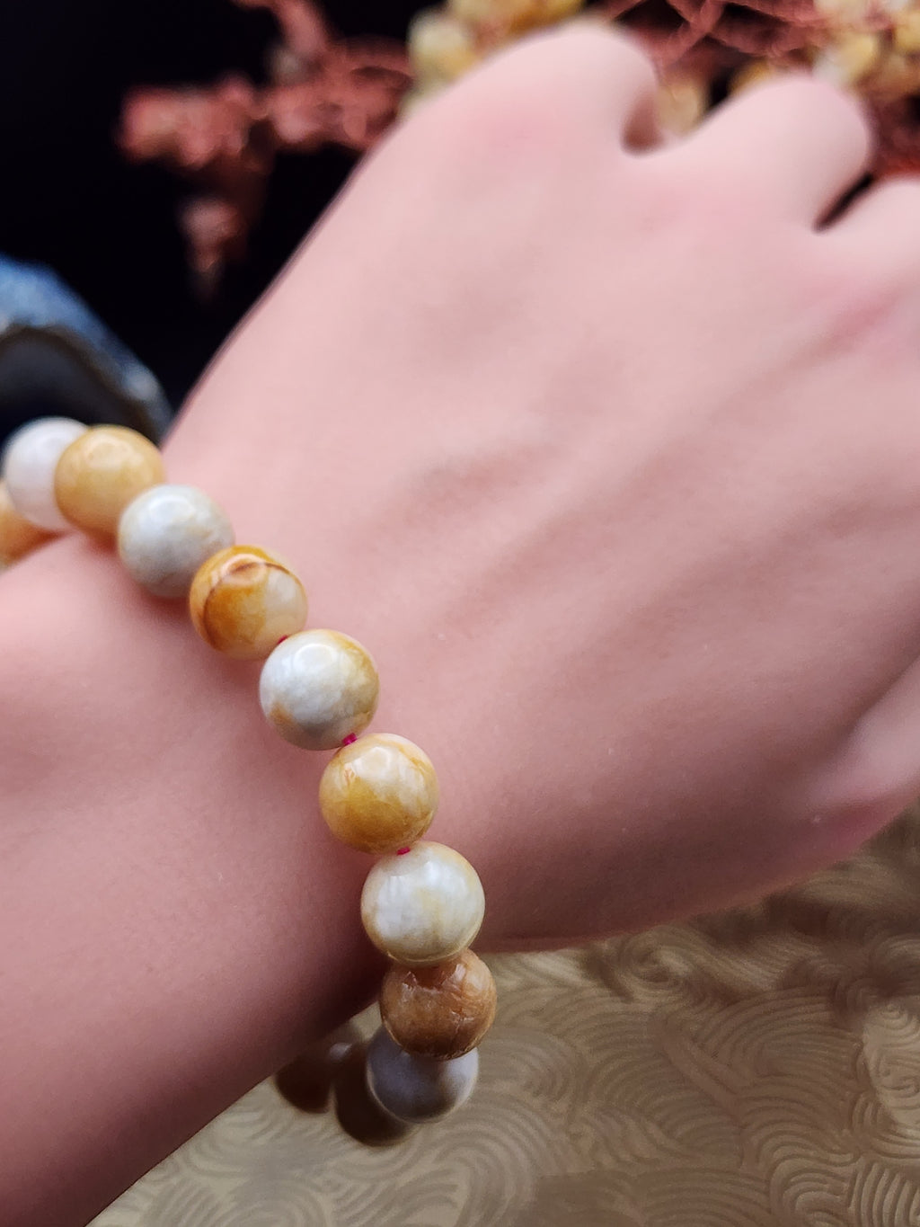 Natural Jadeite Jade Bead Bracelet - 6.3" - Certified