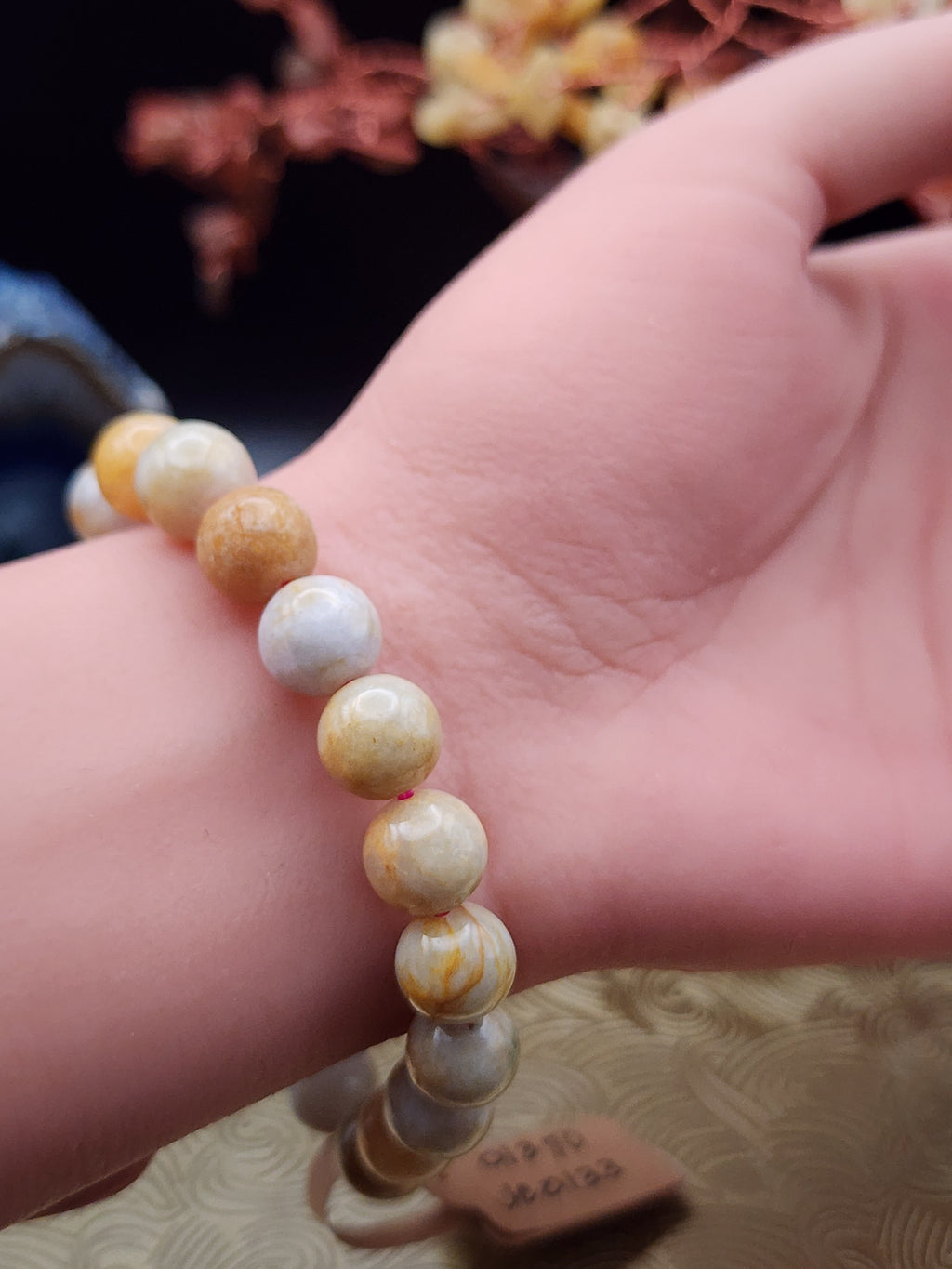 Natural Jadeite Jade Bead Bracelet - 6.3" - Certified