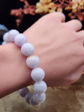 Natural Lavender Jadeite Jade Bead Bracelet - 7" - Certified