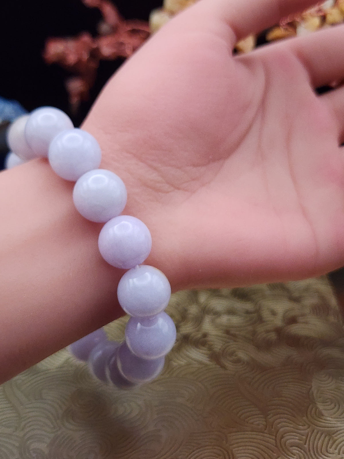 Natural Lavender Jadeite Jade Bead Bracelet - 7" - Certified