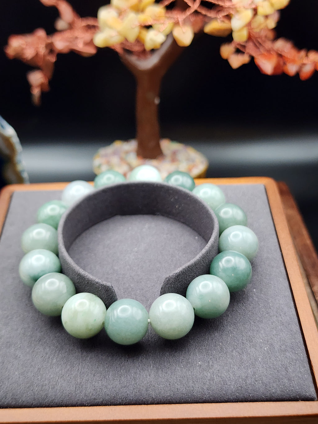 Natural Green Jadeite Jade Bead Bracelet - 7" - Certified