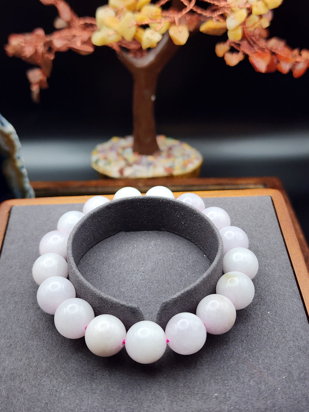 Natural Lavender Jadeite Jade Bead Bracelet - 6.5" - Certified