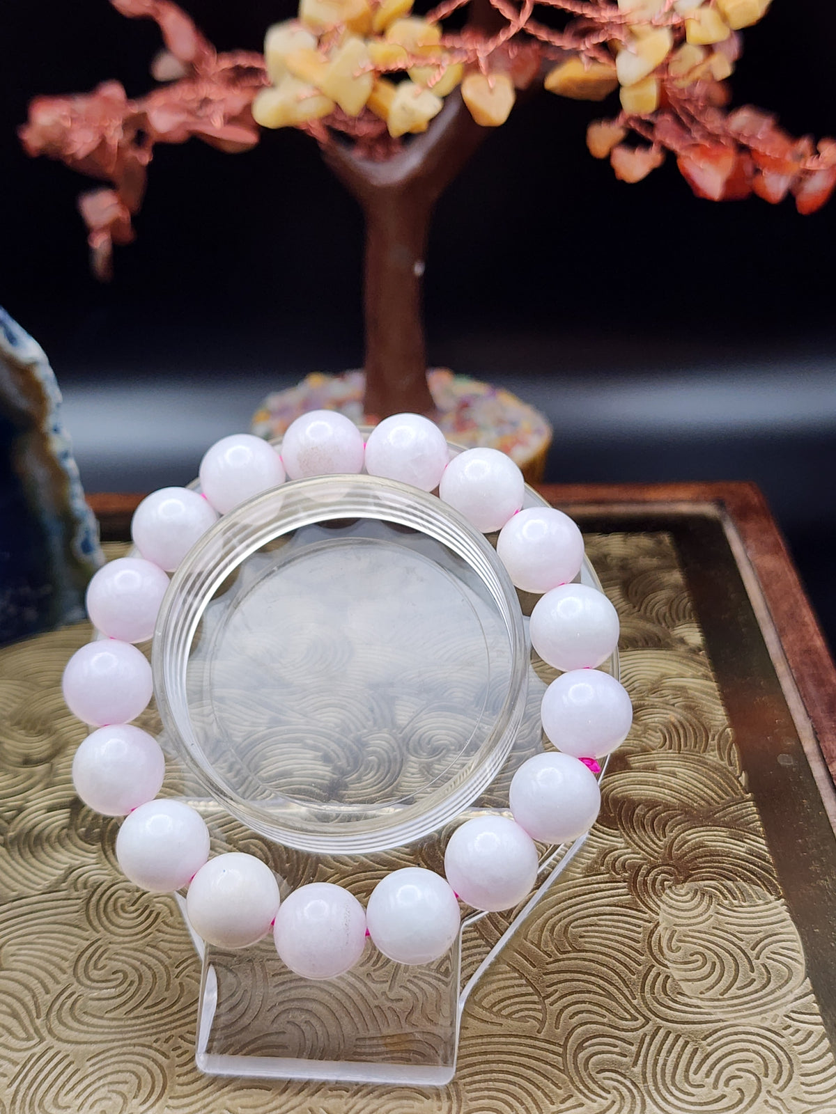 Natural Lavender Jadeite Jade Bead Bracelet - 6.5" - Certified