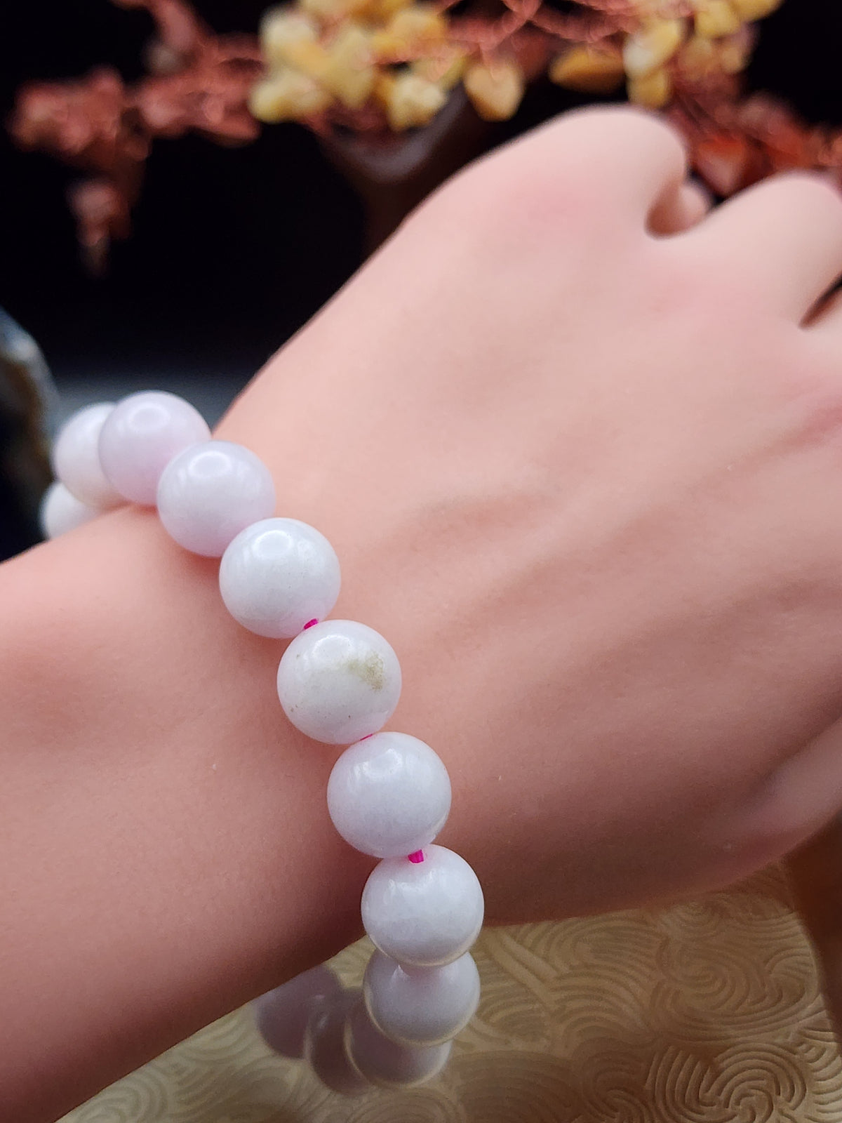 Natural Lavender Jadeite Jade Bead Bracelet - 6.5" - Certified