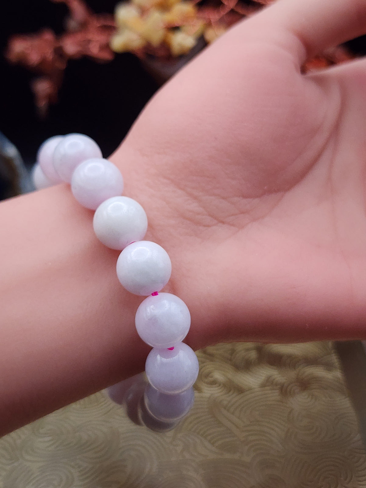 Natural Lavender Jadeite Jade Bead Bracelet - 6.5" - Certified