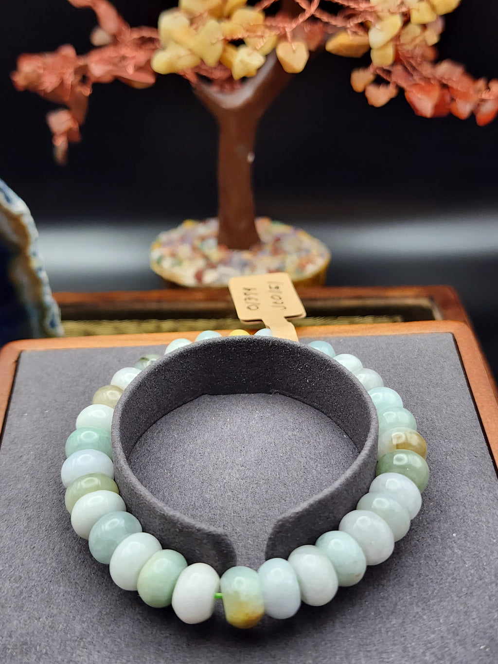 Natural Jadeite Jade Abacus Bead Bracelet - 6.5" - Certified