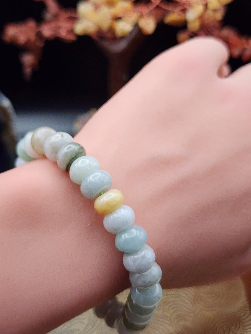 Natural Jadeite Jade Abacus Bead Bracelet - 6.5" - Certified
