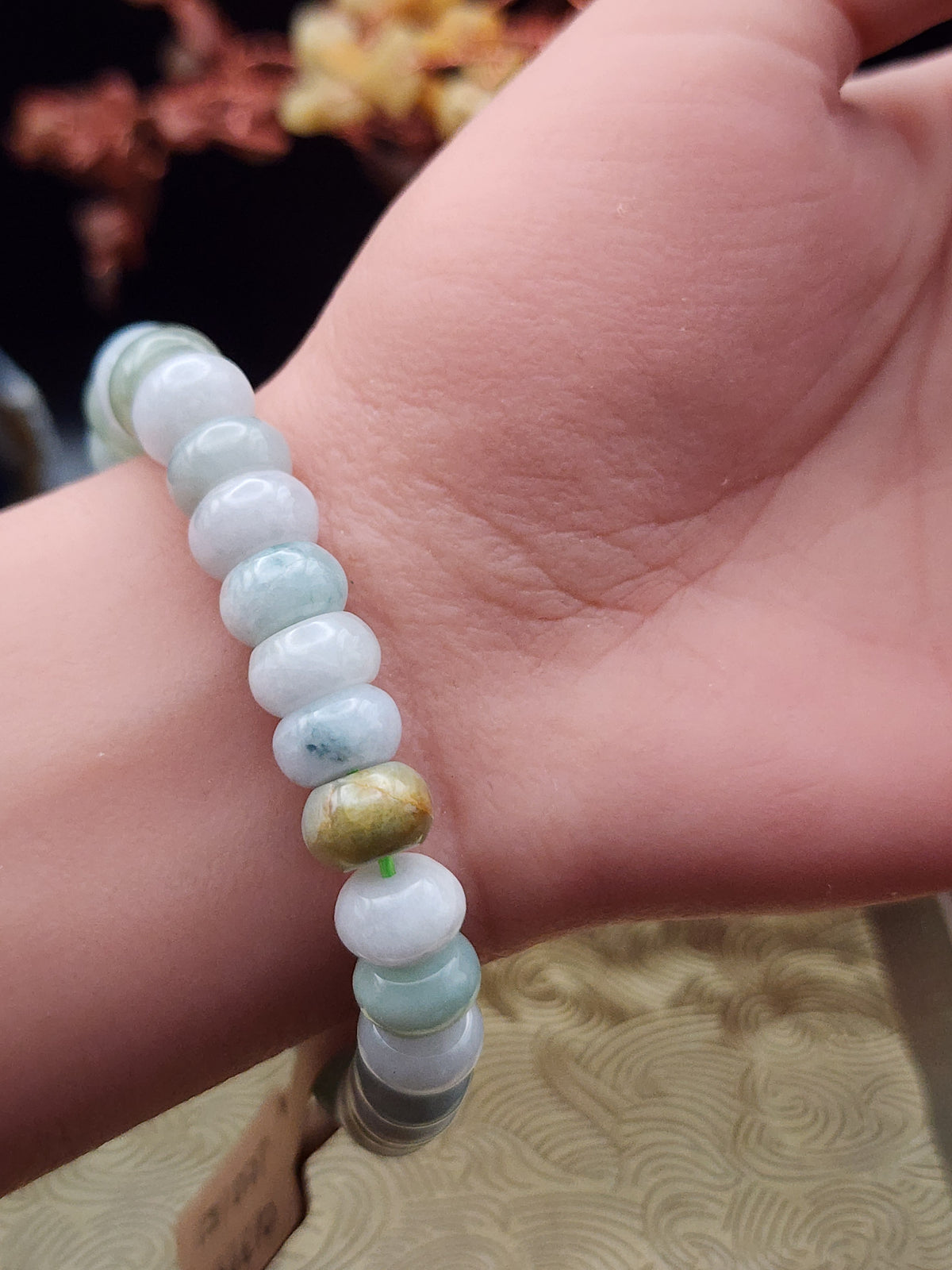 Natural Jadeite Jade Abacus Bead Bracelet - 6.5" - Certified
