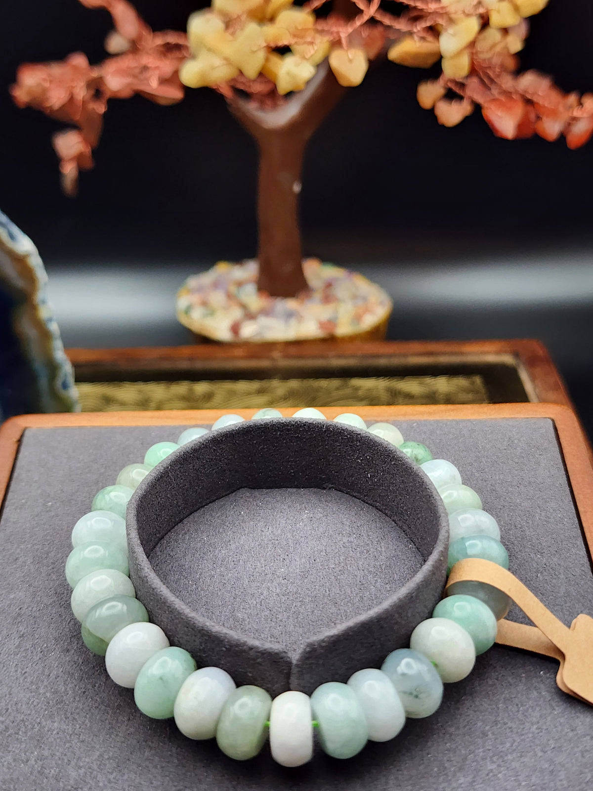 Natural Multicolor Jadeite Jade Abacus Bead Bracelet - 6.5" - Certified