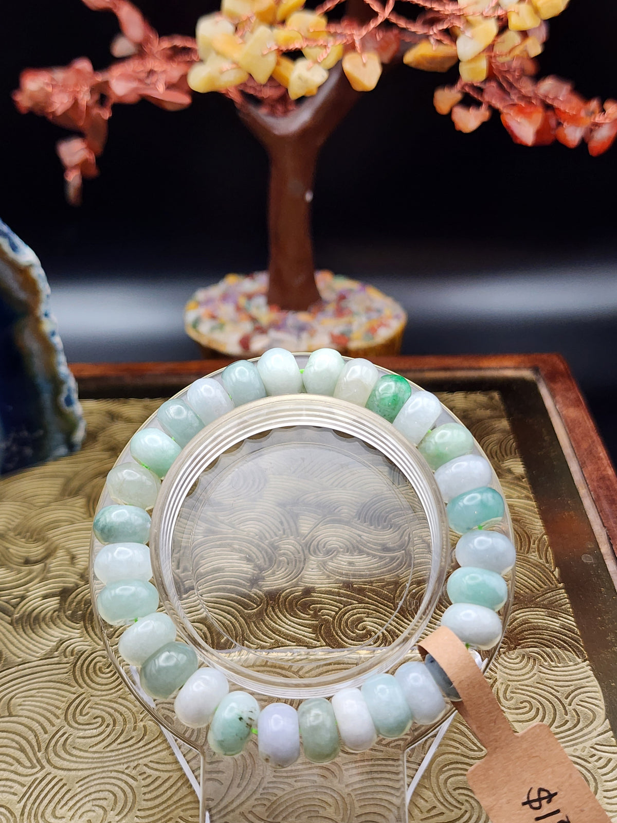Natural Multicolor Jadeite Jade Abacus Bead Bracelet - 6.5" - Certified
