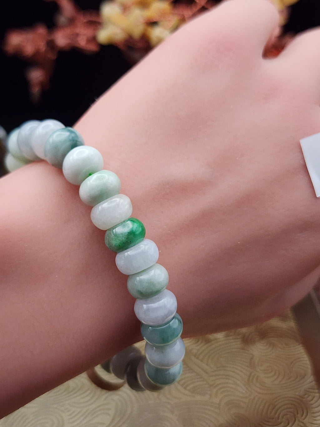 Natural Multicolor Jadeite Jade Abacus Bead Bracelet - 6.5" - Certified