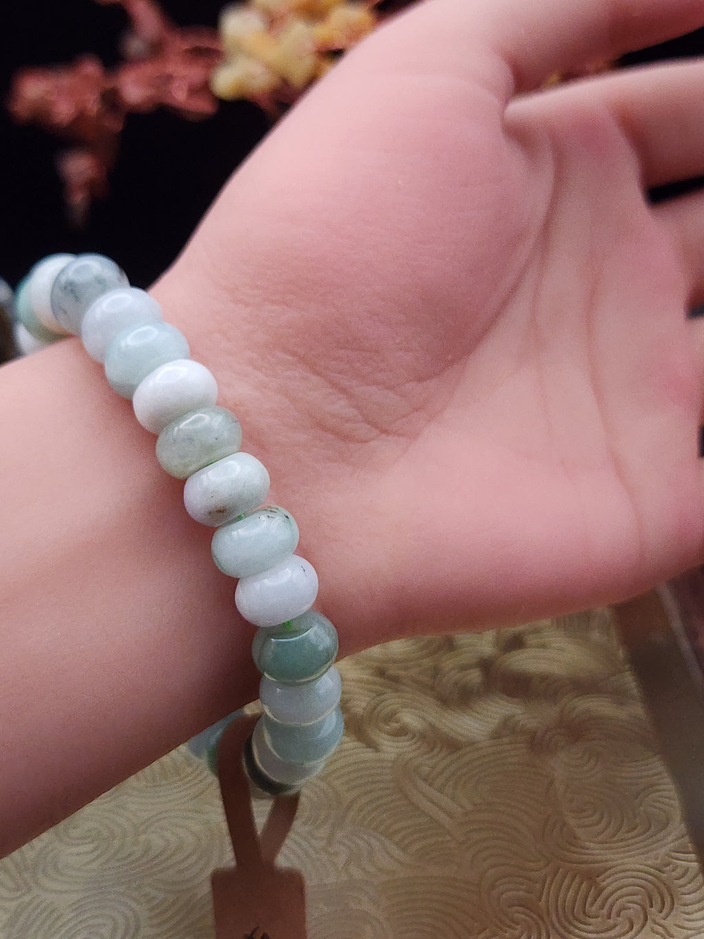 Natural Multicolor Jadeite Jade Abacus Bead Bracelet - 6.5" - Certified