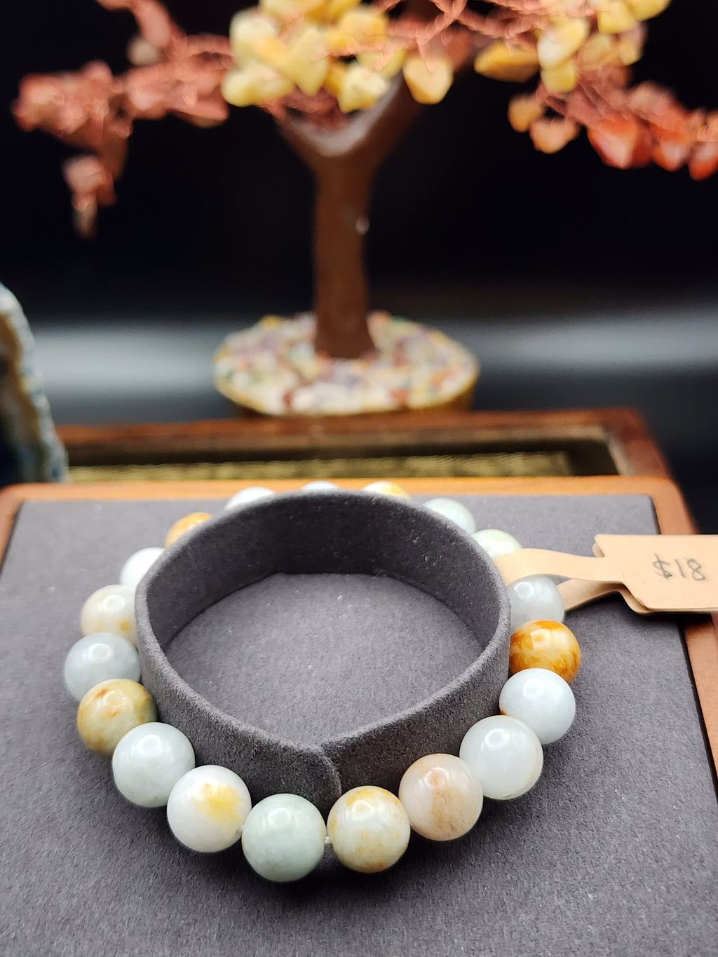 Natural Multicolor Jadeite Jade Round Bead Bracelet - 6.5" - Certified
