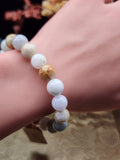Natural Multicolor Jadeite Jade Round Bead Bracelet - 6.5" - Certified