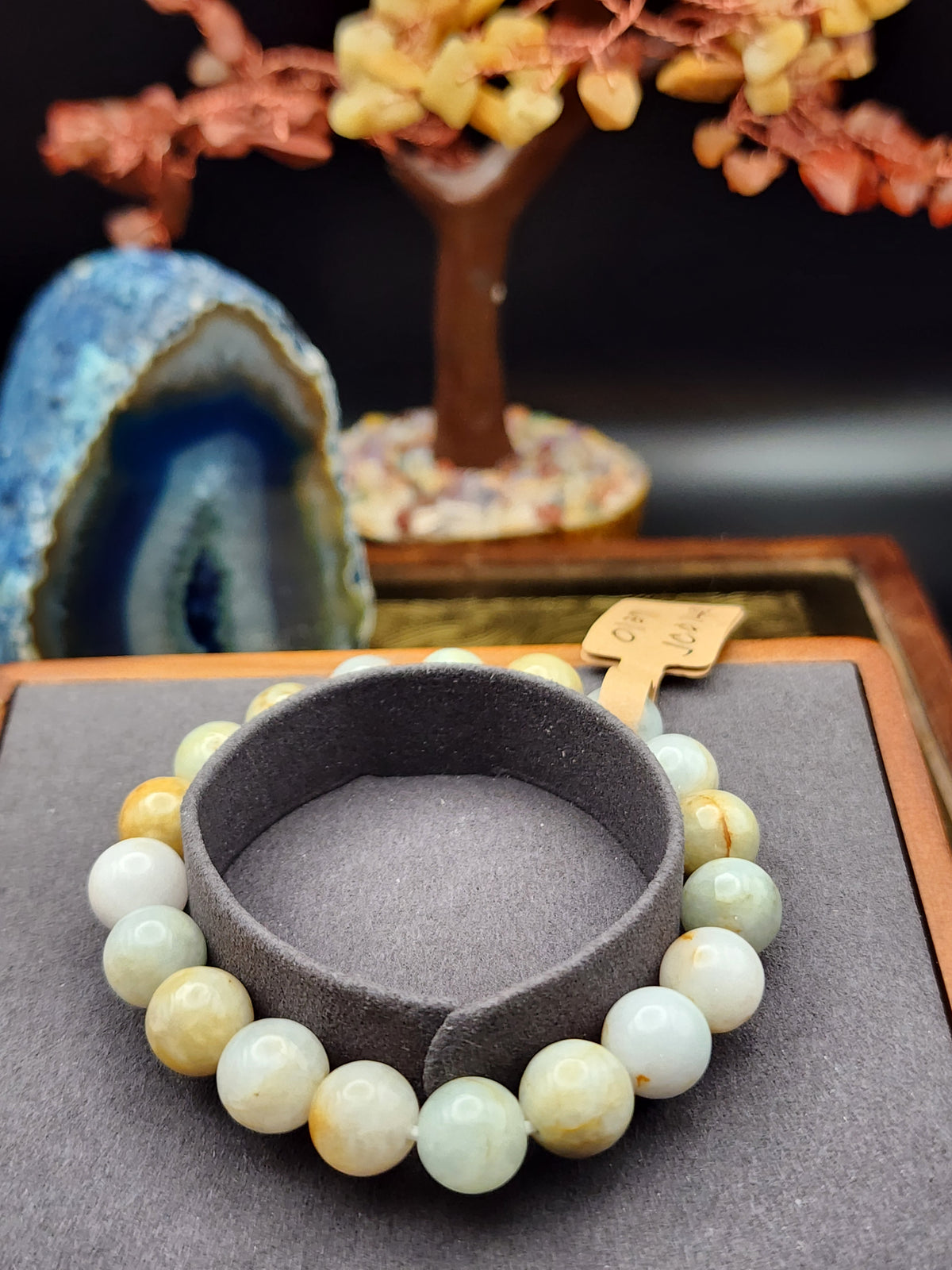 Natural Multicolor Jadeite Jade Round Bead Bracelet - 6.5" - (Type A Untreated)