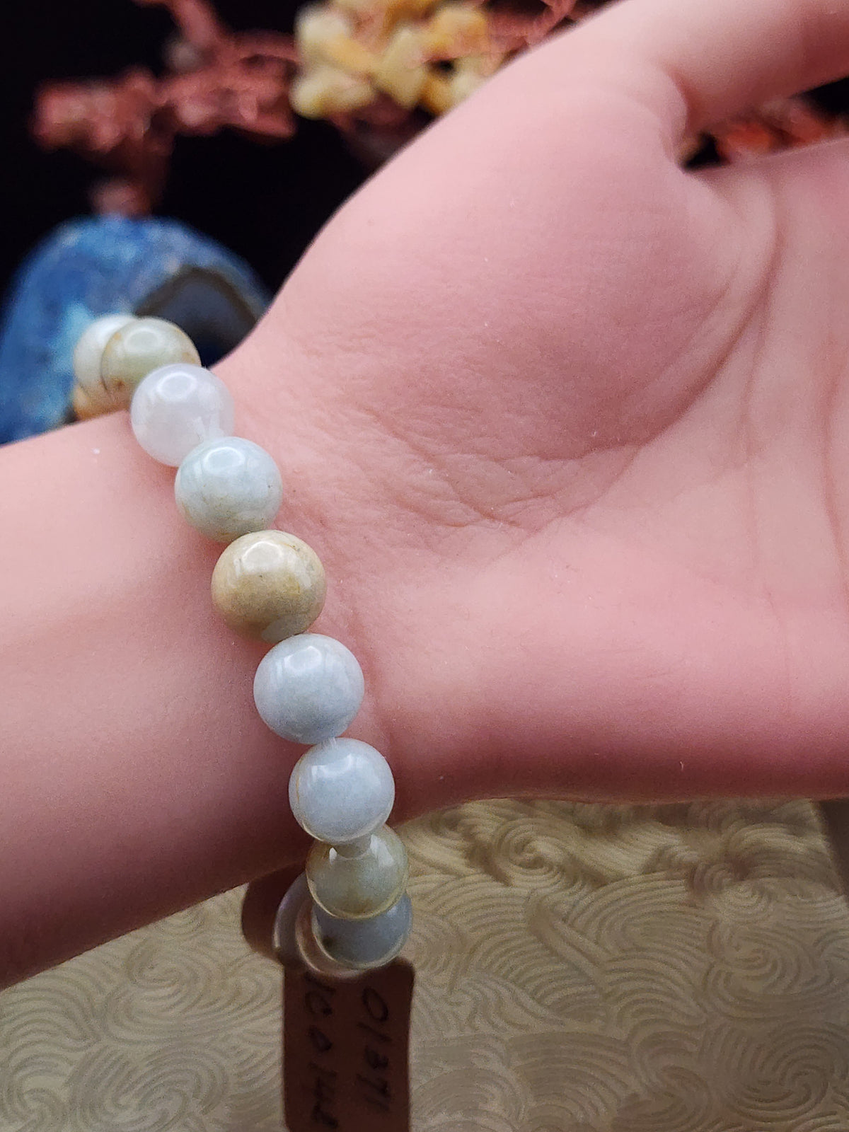 Natural Multicolor Jadeite Jade Round Bead Bracelet - 6.5" - (Type A Untreated)