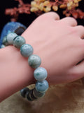 Natural Green Jadeite Jade Round Bead Bracelet - 7.3" - (Type A Untreated)