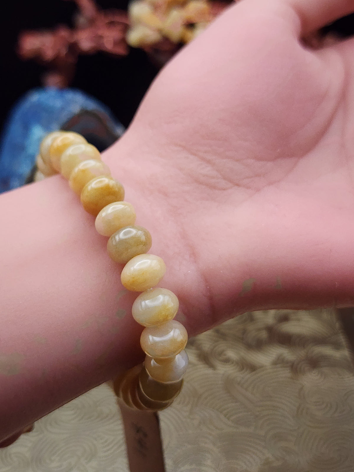 Natural Yellow Jadeite Jade Abacus Bead Bracelet - 6.1" - (Type A Untreated)