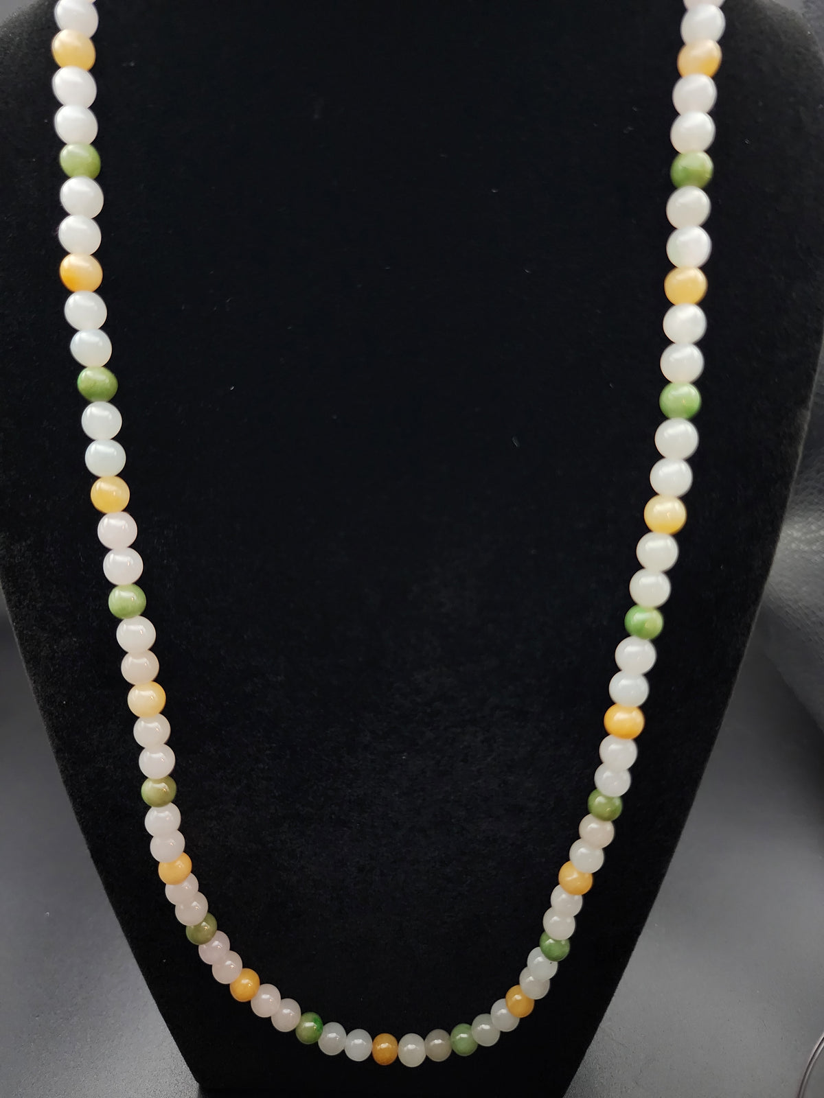 Natural Multicolor Jadeite Jade Round Bead Necklace - 24" - (Type A Untreated)