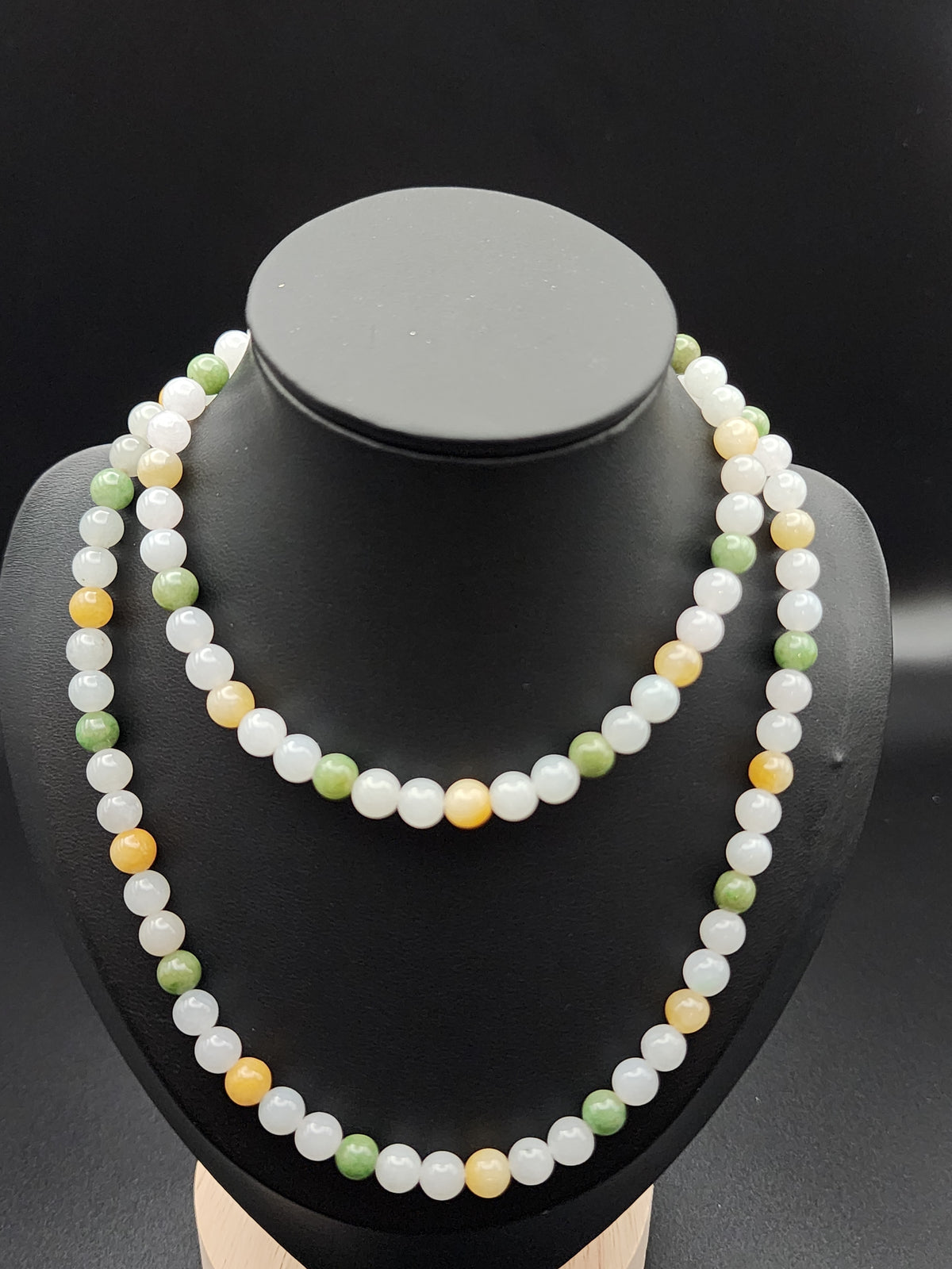 Natural Multicolor Jadeite Jade Round Bead Necklace - 24" - (Type A Untreated)