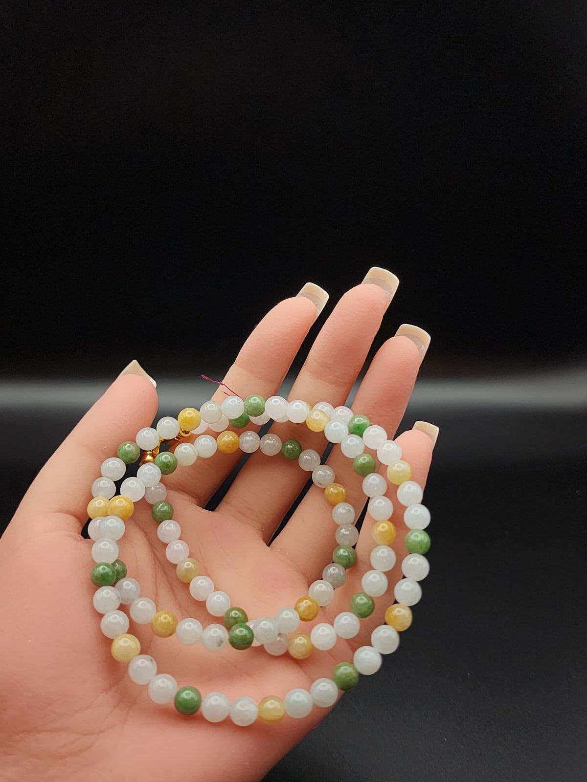 Natural Multicolor Jadeite Jade Round Bead Necklace - 24" - (Type A Untreated)