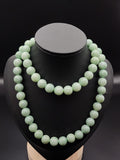 Natural Light Ice Green Jadeite Jade Round Bead Necklace - 24" - (Type A Untreated)