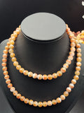 Natural Honey Red Jadeite Jade Round Bead Necklace - 24" - (Type A Untreated)
